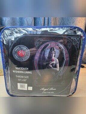 NIP Anne Stokes Angel Rose Fairy Plush Throw Gift Blanket Sherpa Gothic 50"X60"